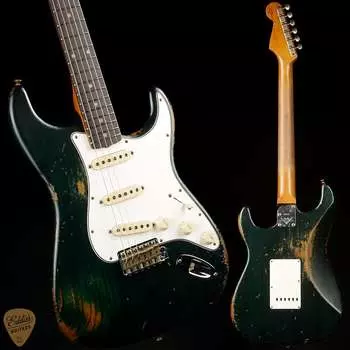 Электрогитара Fender Custom Shop Eddie's Guitars Exclusive Dealer Select Roasted 1963 Stratocaster Heavy Relic - Teal Green Transparent