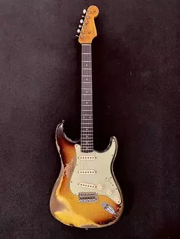Электрогитара Fender Custom Shop Limited Edition 1959 Stratocaster - Super Heavy Relic Super Faded Aged Chocolate 3 Tone Sunburst