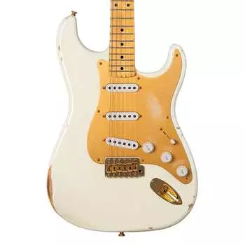 Электрогитара Fender Custom Shop Limited Edition 70th Anniversary 1954 Stratocaster Relic - Aged Olympic White w/Gold Hardware - 1 off Electric Guitar NEW!