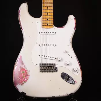 Электрогитара Fender Custom Shop Masterbuilt Todd Krause 1957 Heavy Relic 57 Stratocaster Aged Olympic White over Pink Paisley 2023
