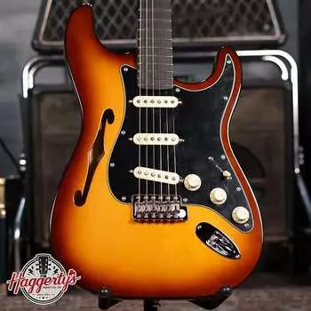 Электрогитара Fender Limited Edition Suona Stratocaster Thinline, Ebony Fingerboard - Violin Burst with Deluxe Blonde Hardshell Case