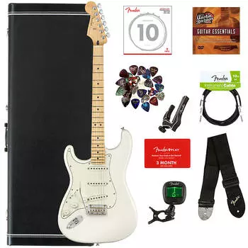 Электрогитара Fender Player Stratocaster, Maple, Left Handed - Polar White w/ Hard Case