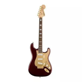 Электрогитара Fender Squier 40th Anniversary Stratocaster с 21 ладом и кленовым грифом в форме буквы «C» (накладка на гриф из индийского лавра, рубиново-красный металлик)
