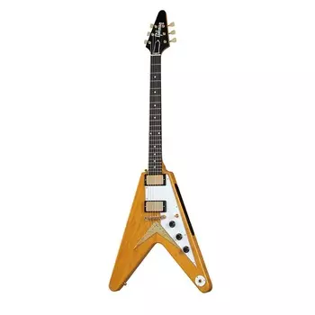 Электрогитара Gibson 1958 Korina Flying V White Pickguard Reissue Electric Guitar - Natural - #83607