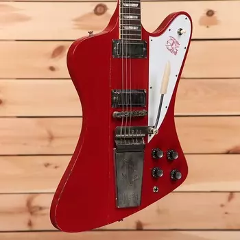 Электрогитара Gibson 1963 Firebird V With Maestro Vibrola Cardinal Red Light Aged - Cardinal Red - 301093 - PLEK'd
