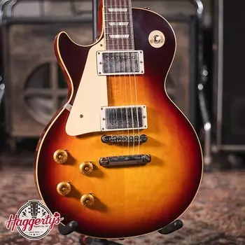 Электрогитара Gibson Custom Shop 1958 Les Paul Standard Reissue, Left Handed - VOS Bourbon Burst with Brown/Pink Lifton Reissue 5-Latch Case