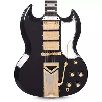 Электрогитара Gibson Custom Shop Murphy Lab 1961 Les Paul/SG Custom "CME Spec" Heavy Antique Ebony Ultra Light Aged w/Sideways Vibrola