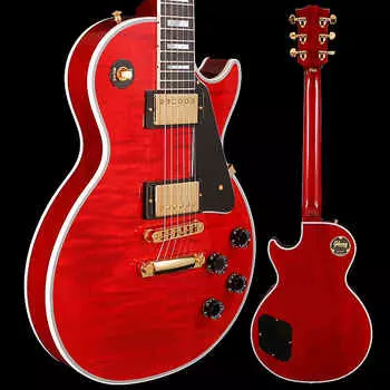 Электрогитара Gibson Les Paul Custom Figured, SELECTED TOP, Transparent Red Flame 10lbs 0.9oz