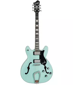 Электрогитара Hagstrom Viking Semi-Hollow Guitar, Resinator Fretboard, Aged Sky Blue VIK-ABE-U