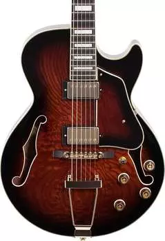 Электрогитара Ibanez AG95QA Hollow Body Electric Guitar, Dark Brown Sunburst Bundle
