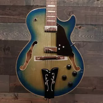 Электрогитара Ibanez George Benson Signature 6str с полым корпусом - Jet Blue Burst Ibanez George Benson Signature 6str Hollow Body Electric Guitar - Jet Blue Burst