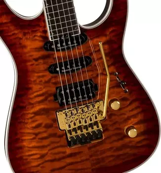 Электрогитара Jackson - Pro Plus Series Soloist - Electric Guitar - SLA3Q - Amber Tiger Eye - w/ Gig Bag