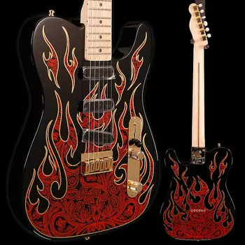 Электрогитара James Burton Telecaster, Maple Fb, Red Paisley Flames 7lbs 9.4oz