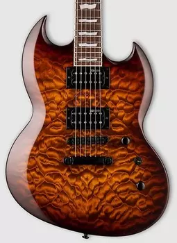 Электрогитара LTD by ESP Viper-256 Quilt Dark Brown Sunburst, Double Cutaway Guitar w/FREE Bag