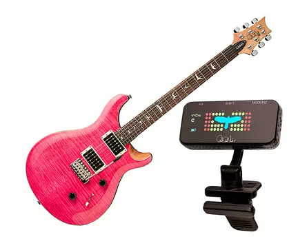 Электрогитара PRS SE Custom 24 - Bonnie Pink w/ Natural Back + PRS Clip-On Tuner