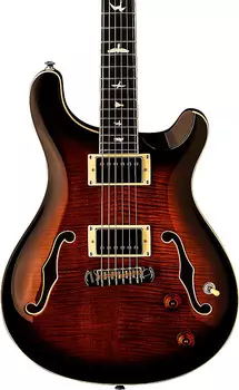 Электрогитара PRS SE Hollowbody II Electric Guitar, Black Gold Burst w/ Hard Case