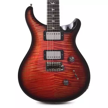 Электрогитара PRS Wood Library Custom 24 10-Top Flame Blood Orange Smokeburst w/Ziricote Fingerboard & Smoked Black Hardware