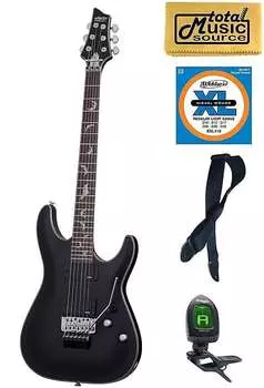 Электрогитара Schecter Damien Platinum 6 Floyd Rose Electric Guitar, Satin Black, 1183, Bundle, 1183 PACK