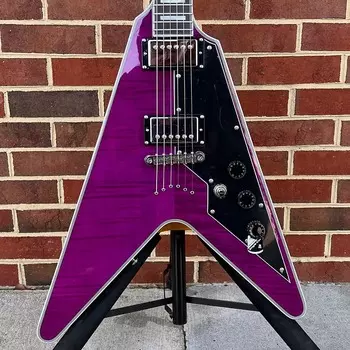 Электрогитара Schecter V-1 Custom, Trans Purple, Ebony Fretboard, Block Inlays, Locking Tuners