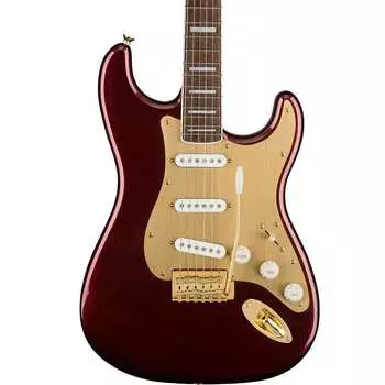 Электрогитара Squier 40th Anniversary Stratocaster Gold Edition, с грифом Laurel, рубиново-красный Squier 40th Anniversary Stratocaster Gold Edition Electric Guitar, with Laurel Fingerboard