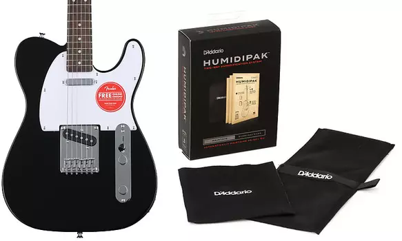 Электрогитара Squier Bullet Telecaster с накладкой на гриф Laurel - черный комплект с D'Addario Humidipak с автоматической системой контроля влажности Squier + D'Addario 0370045506=1 PW-HPK-01=1