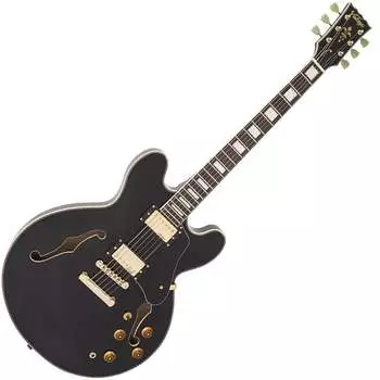 Электрогитара Vintage Reissue Series, Semi Hollow VSA500GBK Set neck w/Offset heel, Twin HB, Gold, Gloss Black