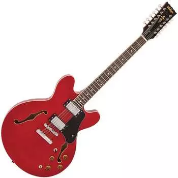 Электрогитара Vintage VSA500 ReIssued 12-String Semi-Hollow Electric Guitar - Cherry Red