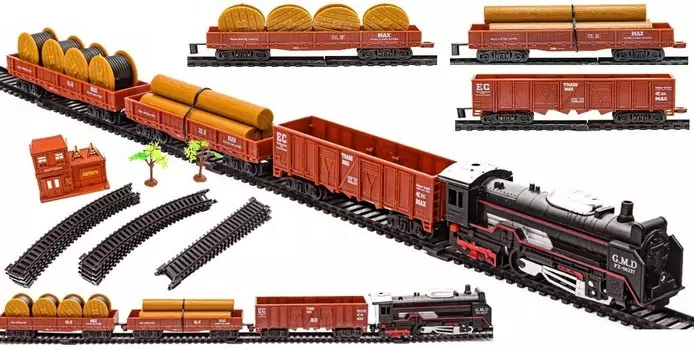 Электропоезд Gmd King Train для детей, игрушечные треки на батарейках, локомотивы, вагоны Pn076 PakaNiemowlaka