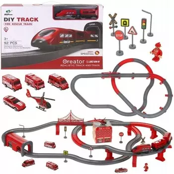 Электропоезд Пожарная Команда Автомобили Поезд Путь Joy4Kids