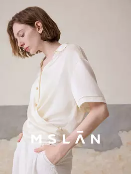 Элитная атласная рубашка Mslan с ремешками, миндальный цвет