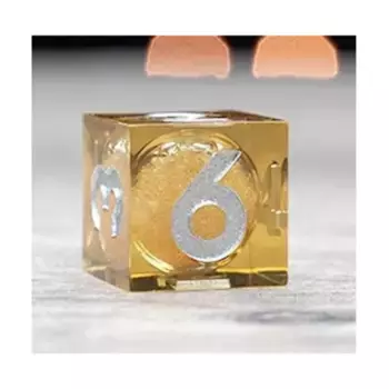Эликсир d6 - Желтый с серебром, Elixir Liquid Core Dice