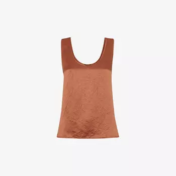 Элла, атласный топ свободного кроя с круглым вырезом Whistles, коричневый