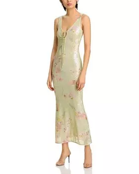 Элода Блестящее Платье Миди Bardot, зеленый