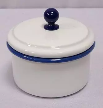 Эмалированная банка для хранения, кухонный контейнер с крышкой, бело-синий 10 см Linoows