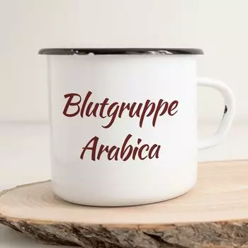 Эмалированная чашка Huuraa, группа крови, арабика, надпись, 300 мл, винтажная кофейная чашка с мотивом для всех любителей кофе Hellweg Druckerei
