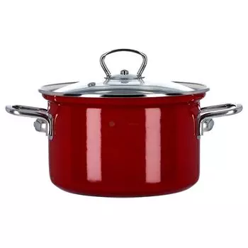 Эмалированная кастрюля Belis со стеклянной крышкой Eco Ceramic 16 см, 2,1 л