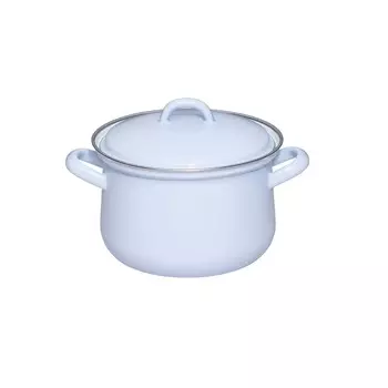 Эмалированная кастрюля для мяса с крышкой Riess 16см