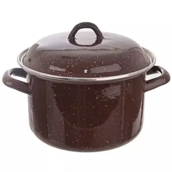 Эмалированная кастрюля Orion эмалированная кастрюля КОРИЧНЕВАЯ 18 см 2,5л с крышкой для индукционной газовой плиты