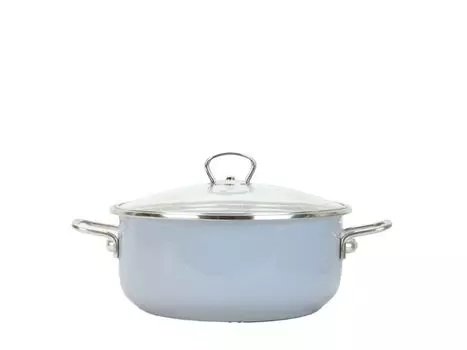 Эмалированная кастрюля со стеклом. ПРЕМИУМ серый 24 см, 4л Belis