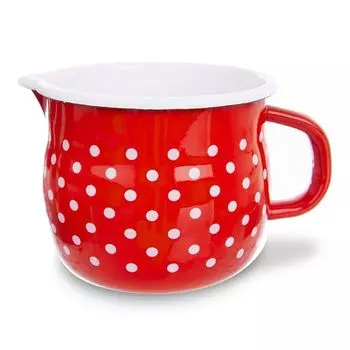 Эмалированная кружка Orion ретро эмалированная 1,2л КРАСНАЯ С БЕЛЫМИ ТОЧКАМИ