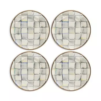 Эмалированные тарелки для закусок Mackenzie-Childs в клетку Sterling, набор из 4 шт, мультиколор