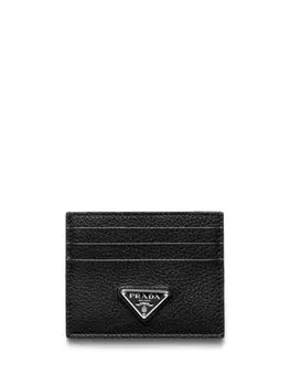Эмалированный треугольный держатель для карт с логотипом Prada, черный