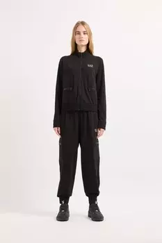 Эмпорио Армани Фундаментальный логотип молния через спортивный костюм Ea7, черный