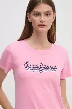 ЭНАРА хлопковая футболка Pepe Jeans, розовый