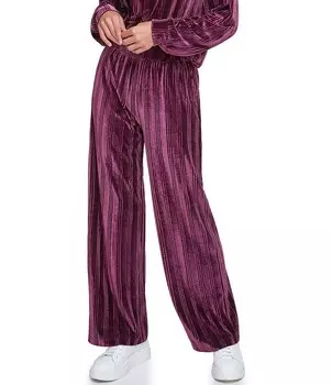 Эндрю Марк Спортивные однотонные бархатные брюки в рубчик с высокой талией и широкими штанинами без шнурков Andrew Marc Sport, фиолетовый