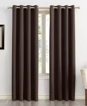 Энергосберегающая шторная штора Saxon Blackout с люверсами Sun Zero, коричневый