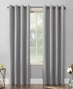 Энергосберегающая шторная штора Saxon Blackout с люверсами Sun Zero, серебро