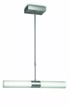Энергосберегающий подвесной светильник, 2 лампочки. 230 В, 11 Вт, 2700 К, теплое белое стекло, матовый алюминий Philips, серебро
