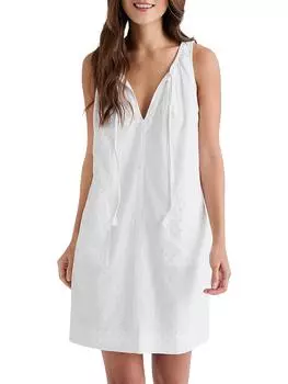 Jennifer Женское платье-туника из хлопка с металлическим отливом Splendid, белый