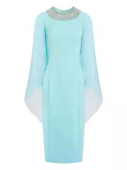 Jenny Packham декорированное платье с высоким воротником, синий